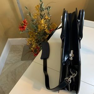 Jack Georges Black on Black leather computer briefcases